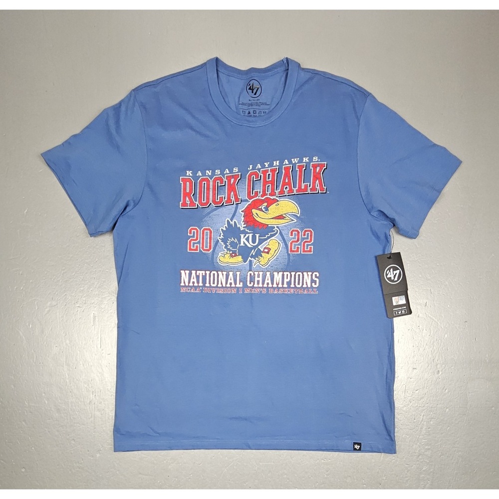 47' Brand Kansas Jayhawks T-Shirt Mens XL‎ 2022 Basketball National Champs NWT